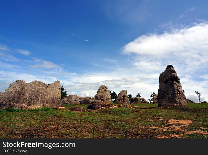 Large natural rock over the cliff called Stonehenge of Thailand. Large natural rock over the cliff called Stonehenge of Thailand