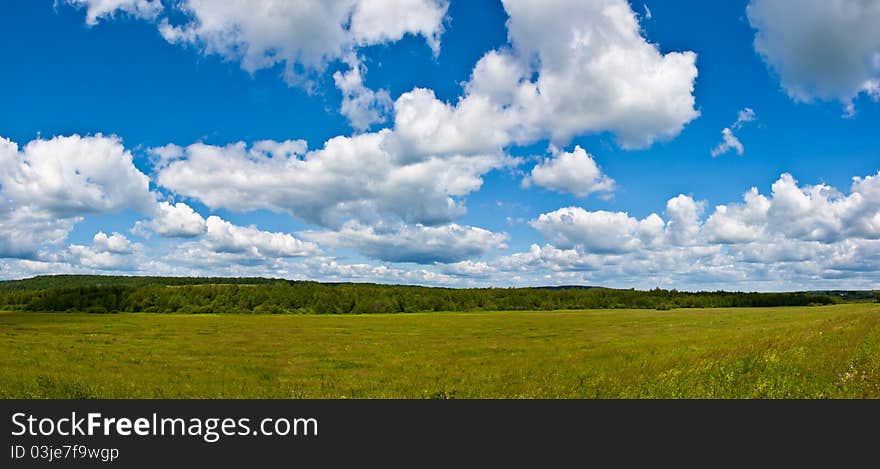 Panorama summer landscape of the four frames