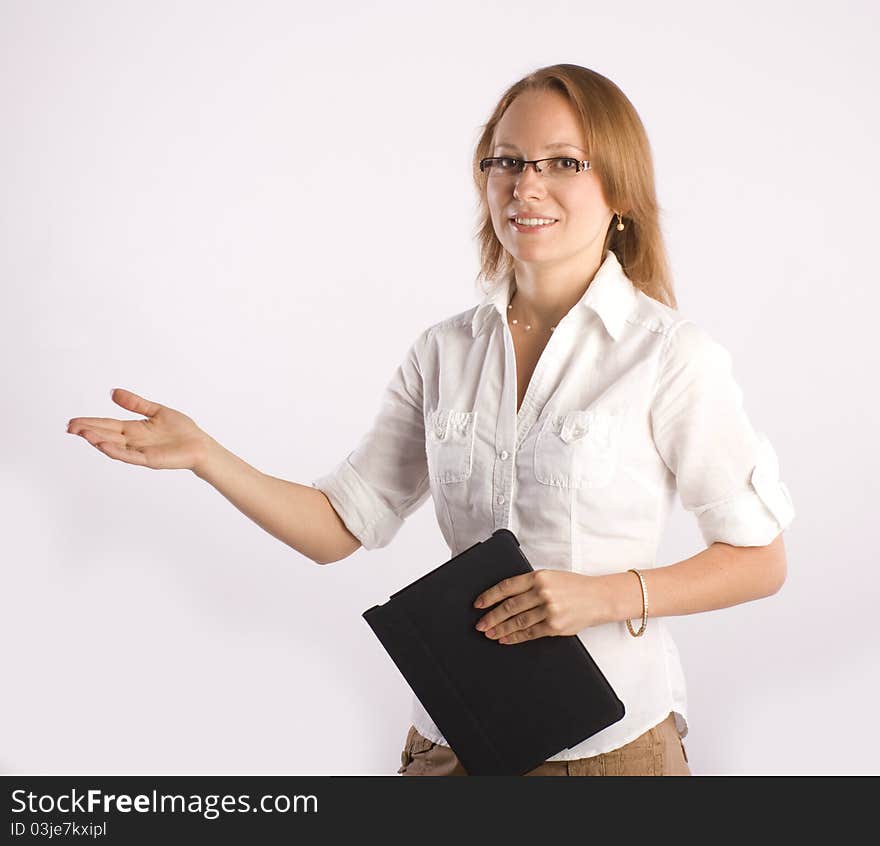 Confident smiling businesswoman consulting on business