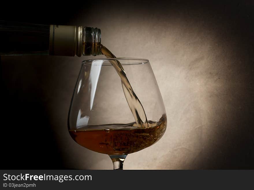 Cognac in a big glass. Cognac in a big glass