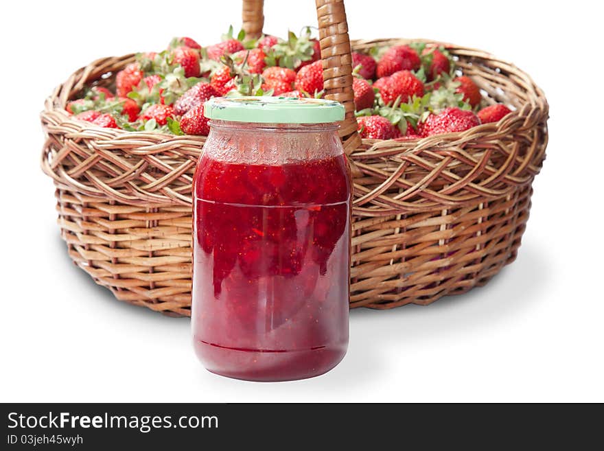 Strawberry fresh and preserved, isolated on white background