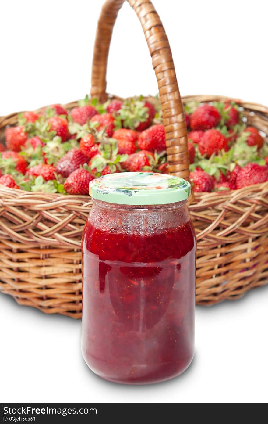 Strawberry fresh and preserved, isolated on white background