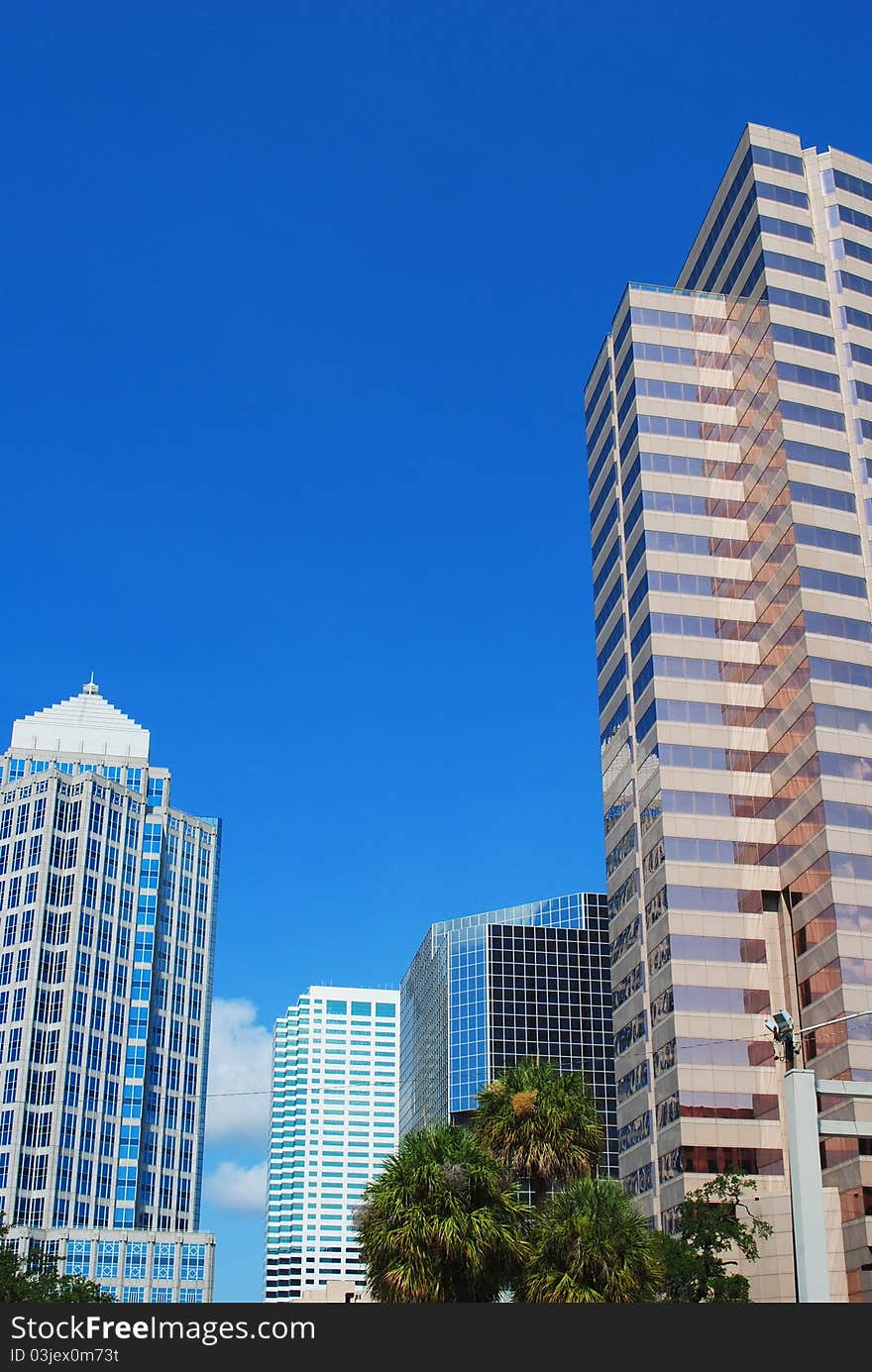 Golden Skyscraper On A Clear Sunny Day