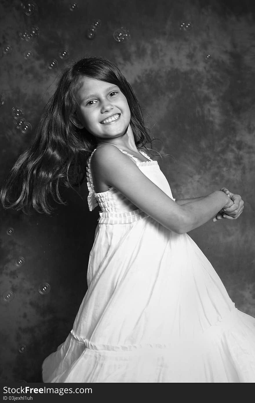 Smiling Girl Portrait with bubbles