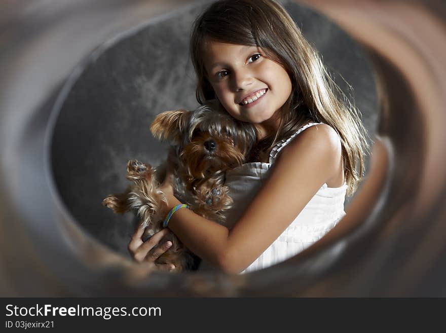 Girl Portrait With Dog