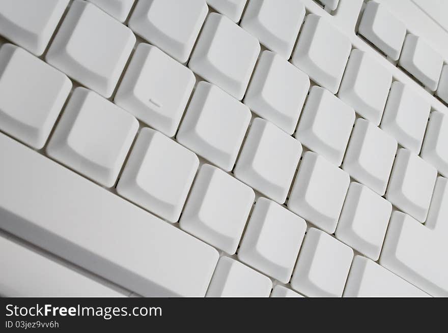 Closeup of unprinted white keyboard