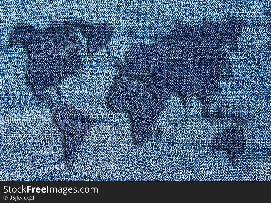 World map artwork made jean texture