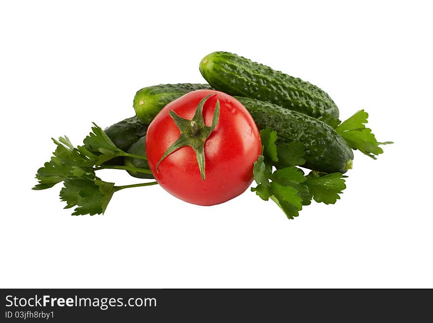 Fresh cucumbers and tomatoes