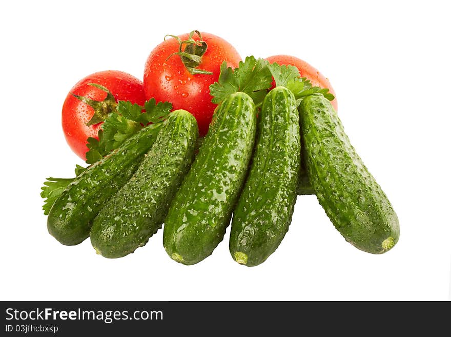 Fresh cucumbers and tomatoes