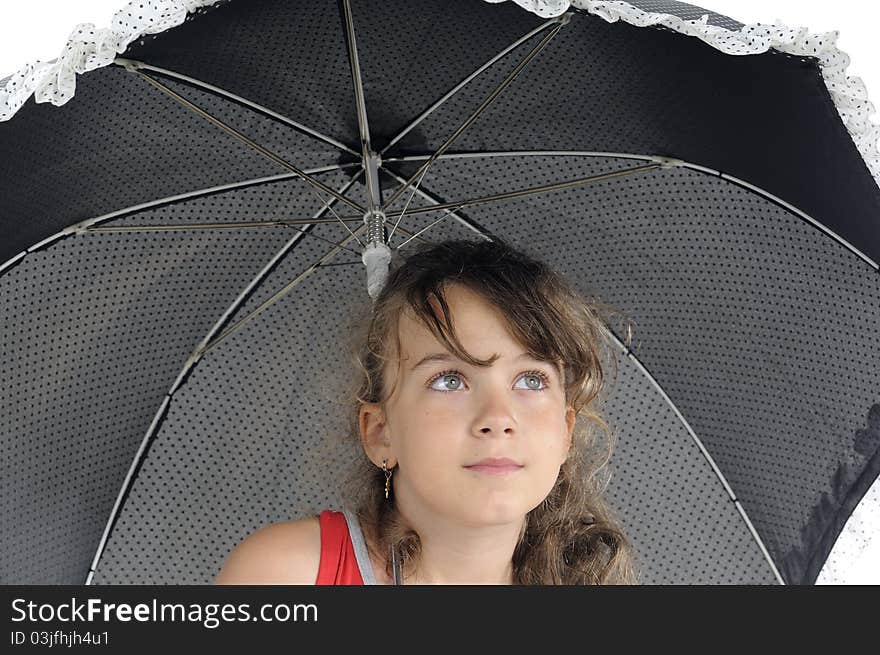 Blonde model posing with umbrella