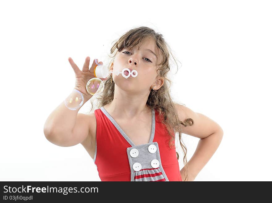 Child playing with soap bubbles