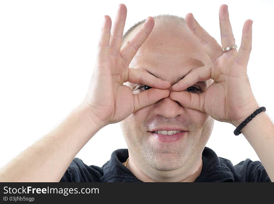 Cheerful young person having fun with fingers. Cheerful young person having fun with fingers