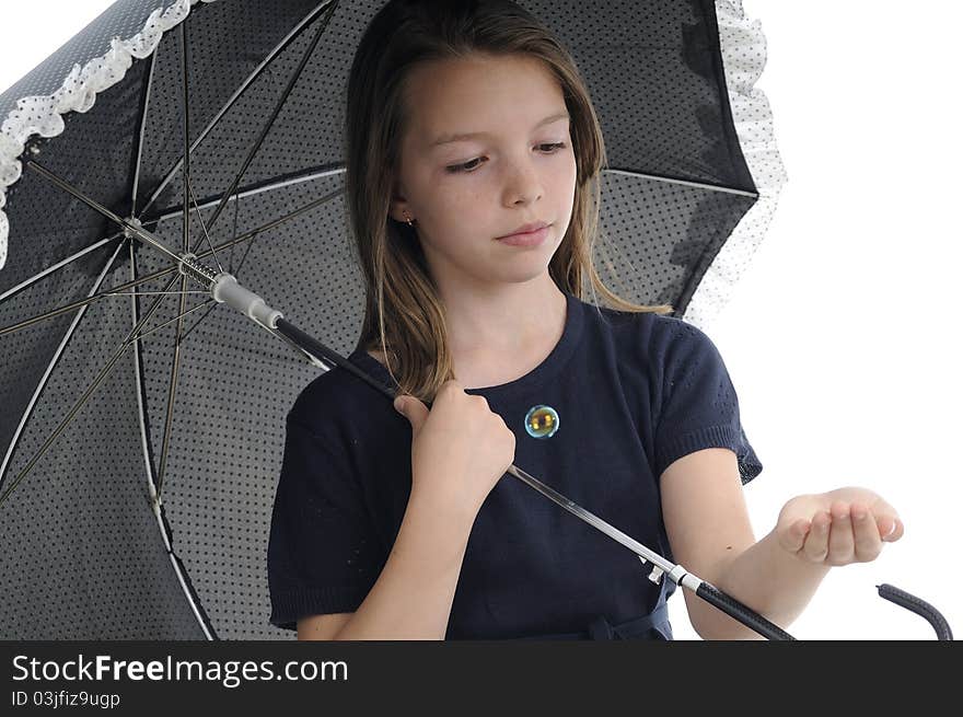 Beautiful girl posing with accessory in studio. Beautiful girl posing with accessory in studio