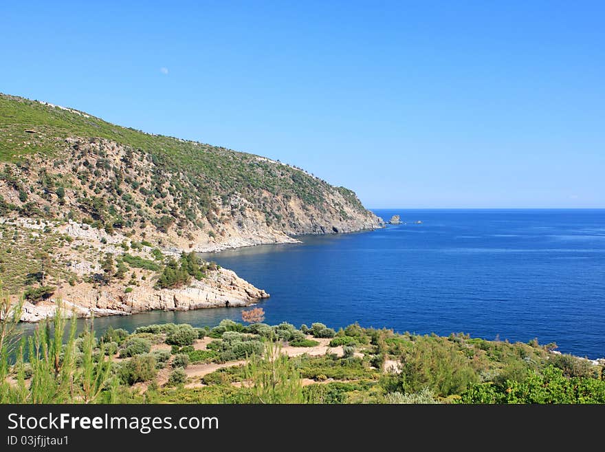 Aegean sea, view from Livadi Beach - Thassos island