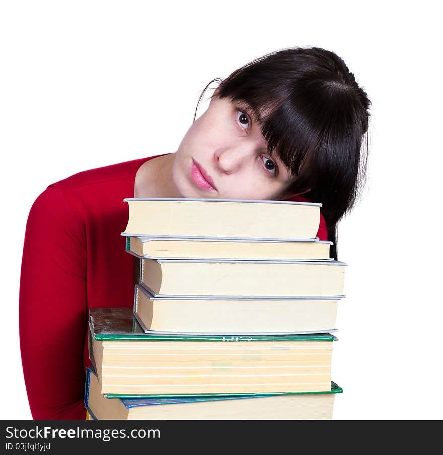 The young girl with books