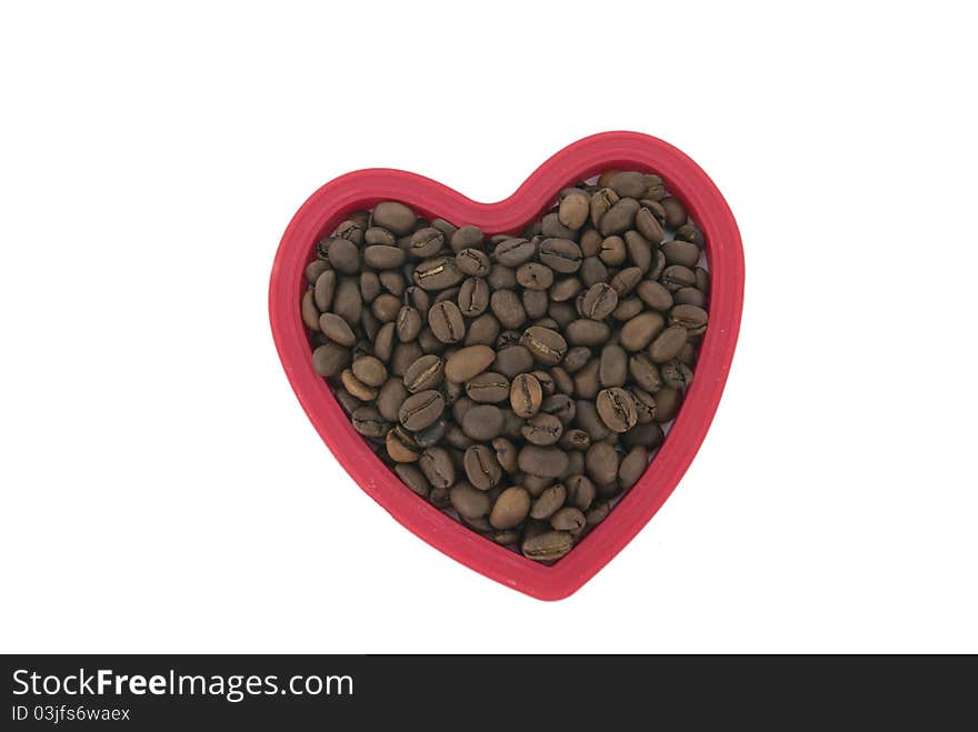 Heart of coffee beans