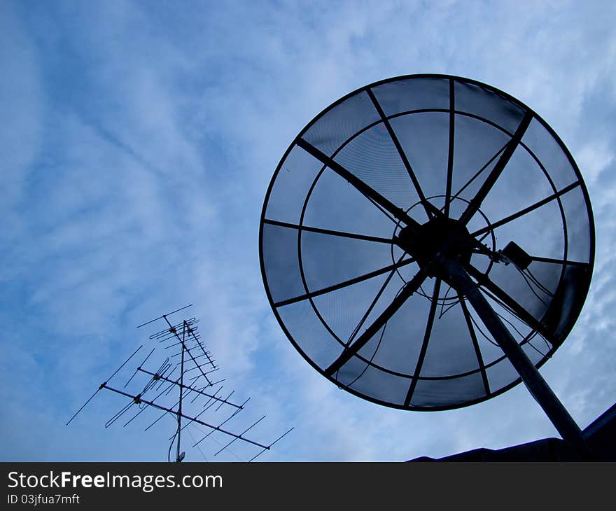 An antenna Dish for house compare with very simple antenna. An antenna Dish for house compare with very simple antenna.