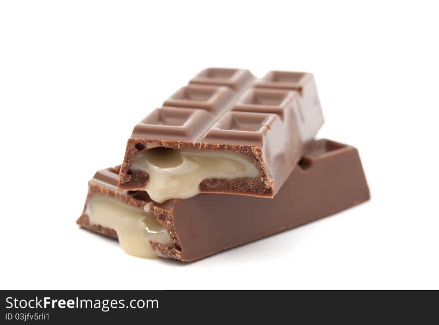 Chocolate bar on a white background