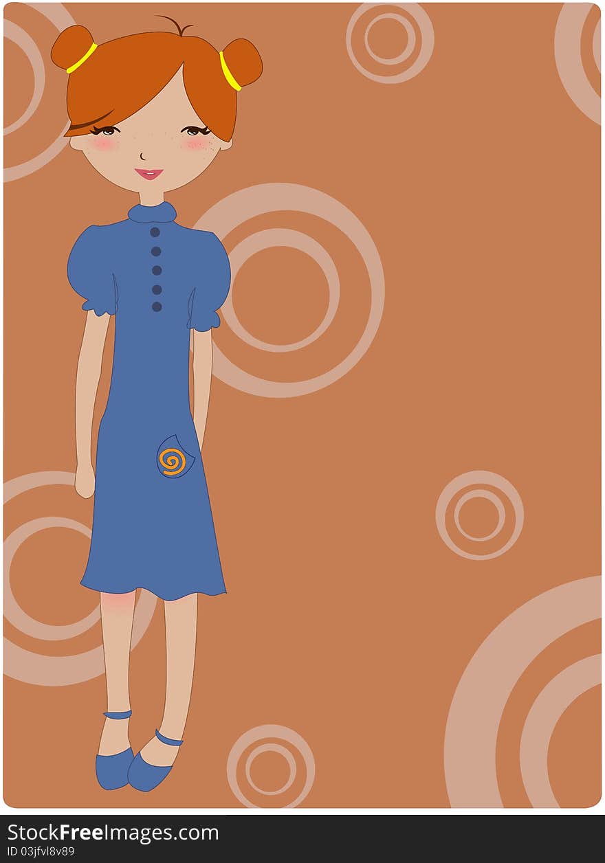 Vector Illustration of cool retro girl. Vector Illustration of cool retro girl