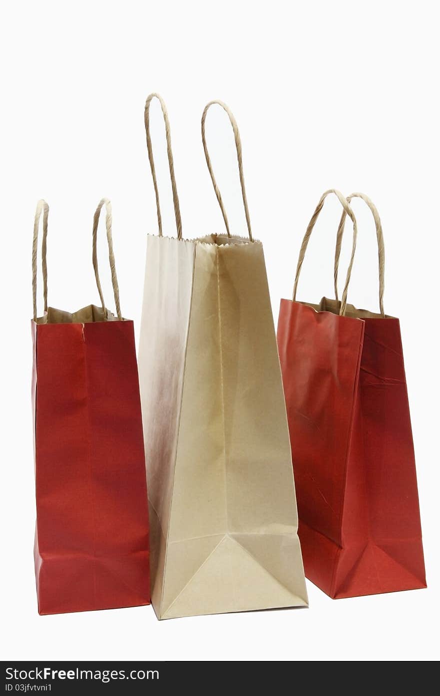 Bag of red and brown on a white background. Bag of red and brown on a white background.