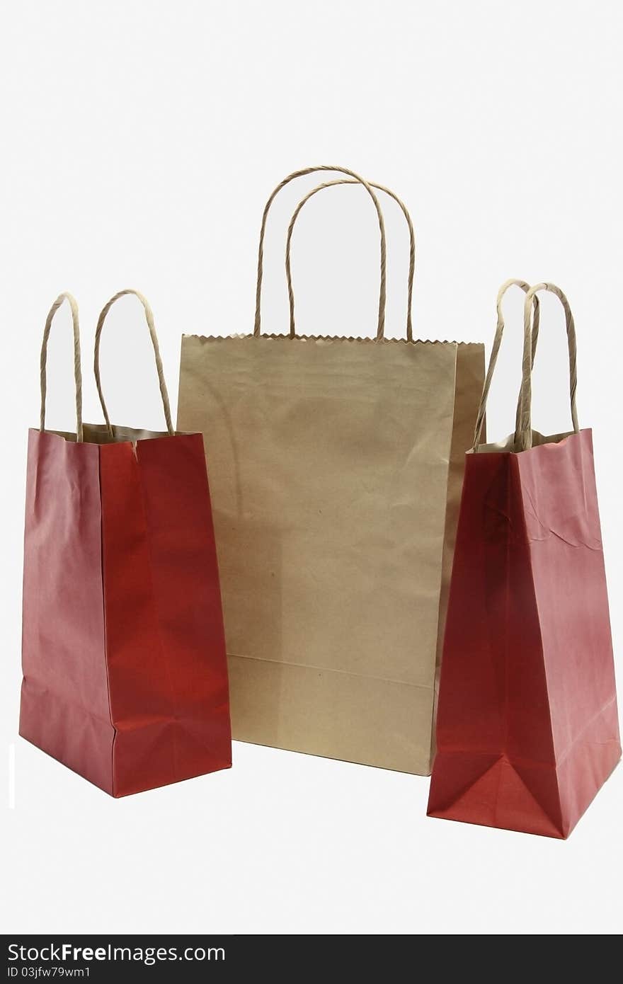 Bag of red and brown on a white background. Bag of red and brown on a white background.