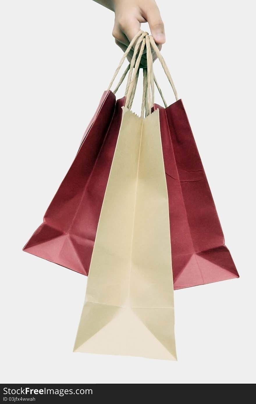 Bag of red and brown on a white background. Bag of red and brown on a white background.