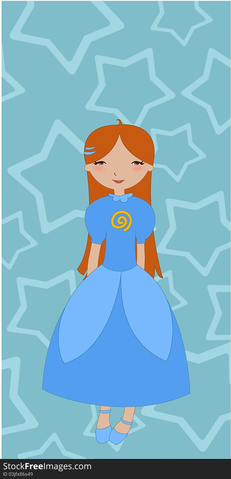 Vector Illustration of beautiful little girl on the stars background