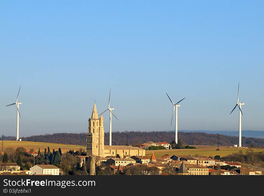 A wind turbines in the South of France (Avignonet-Lauragais). A wind turbines in the South of France (Avignonet-Lauragais)