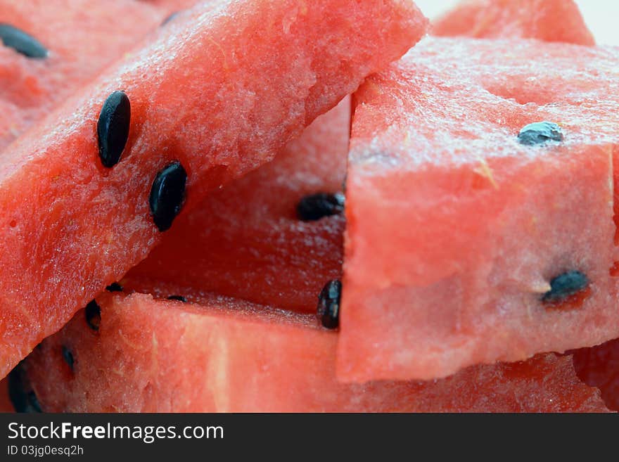 Bright red watermelon to eat.