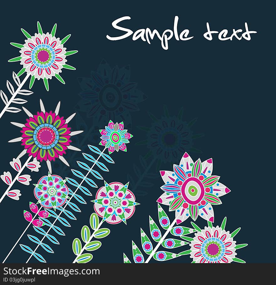 Abstract background with hand drawn flowers. Abstract background with hand drawn flowers