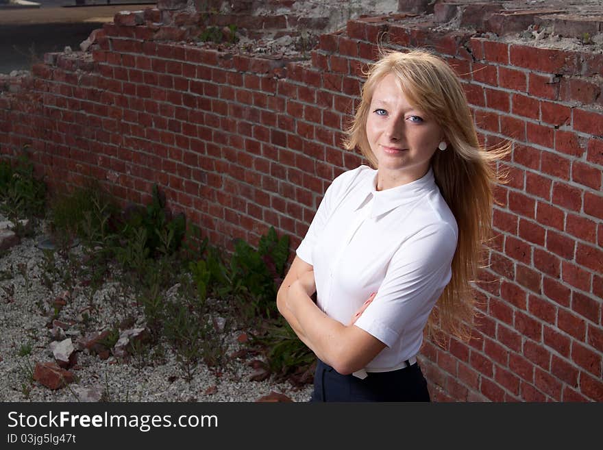 Blond woman lited by sun