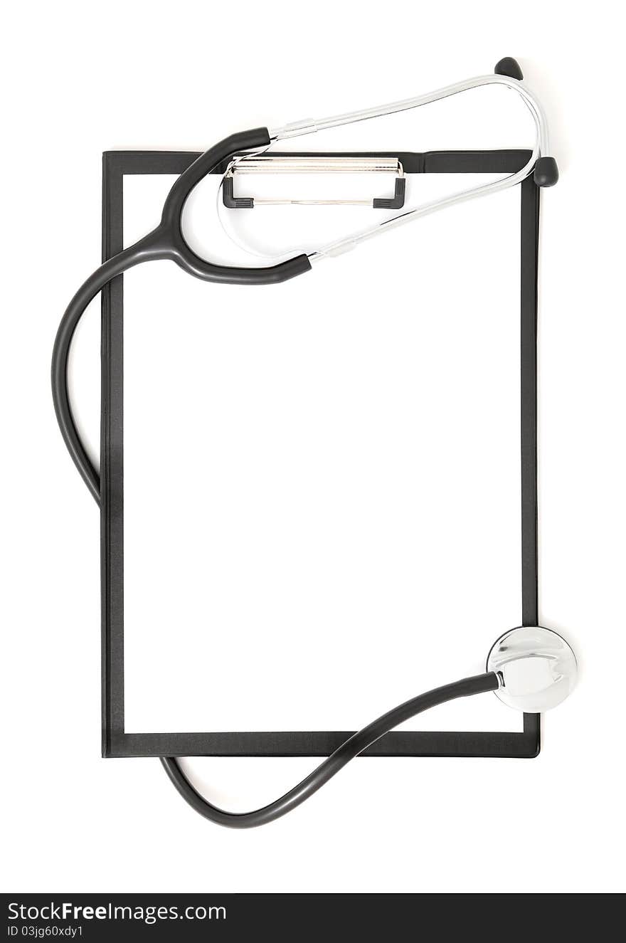 Clipboard and stethoscope (isolated)