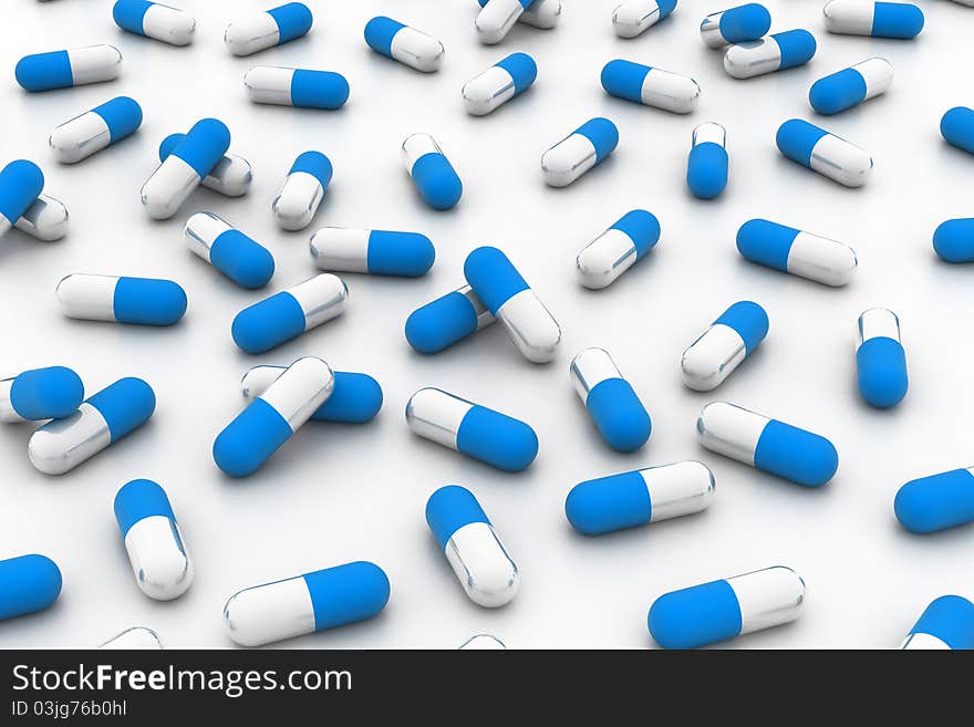 Digital illustration of Capsules in white background