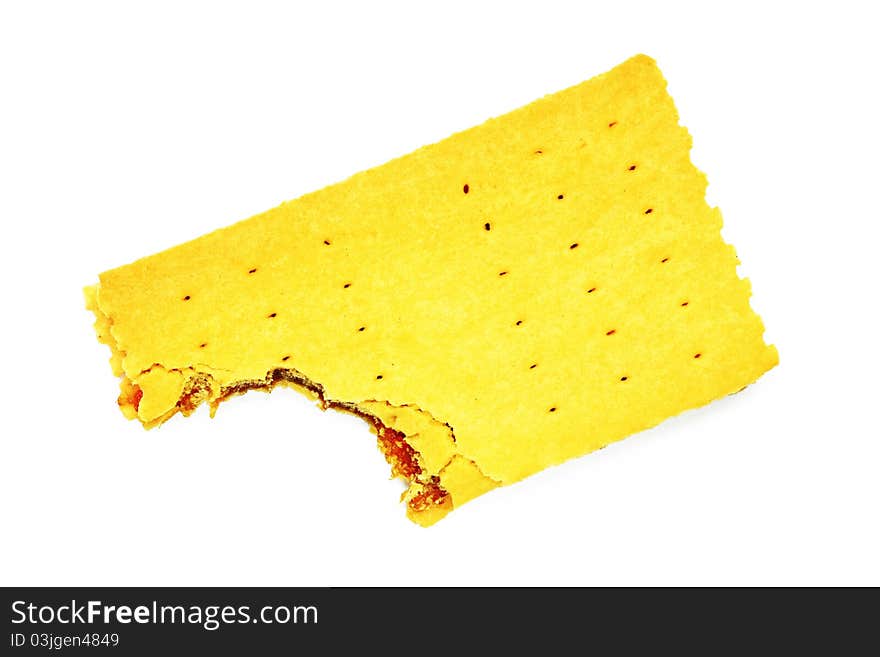 A pile of sandwich biscuit with white background