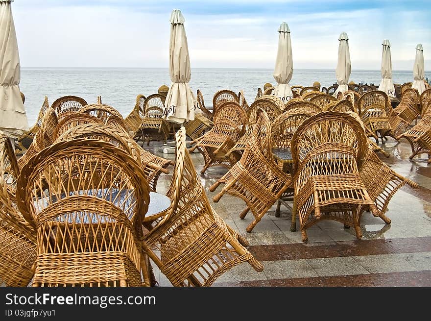 Wicker chairs in the photo. Wicker chairs in the photo