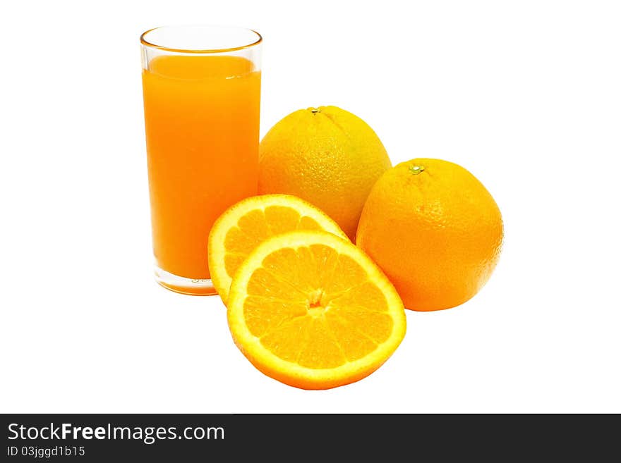 Ripe orange fruits isolated - whole and sliced - full of vitamins . Ripe orange fruits isolated - whole and sliced - full of vitamins