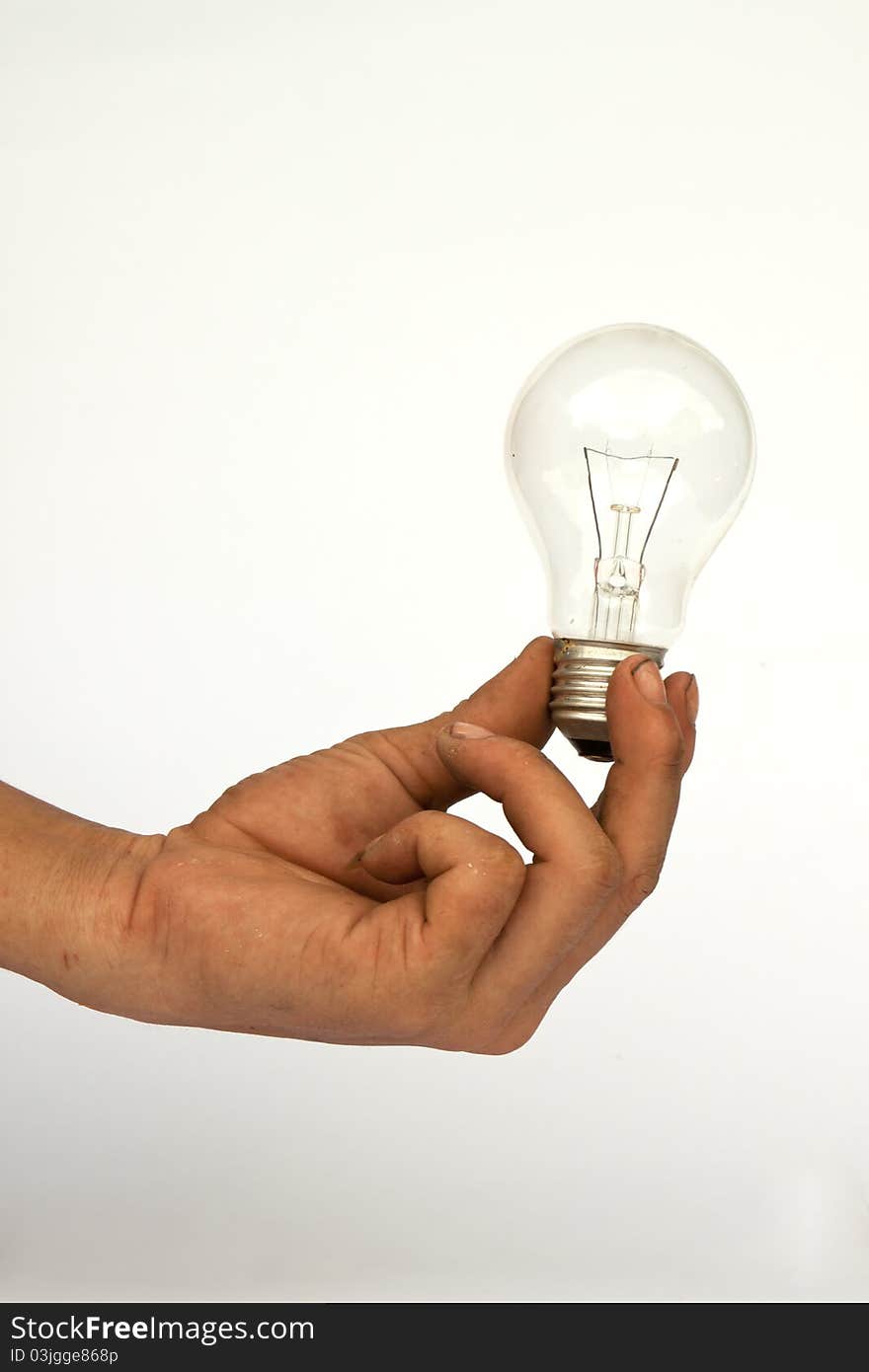 Hand and bulb in isolation