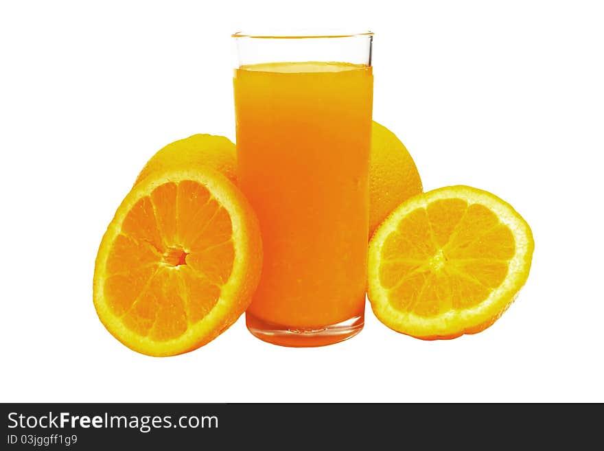 Ripe orange fruits isolated - whole and sliced - full of vitamins. Ripe orange fruits isolated - whole and sliced - full of vitamins