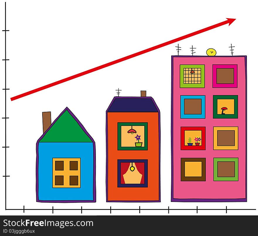 Vector with houses increasing by size. Vector with houses increasing by size