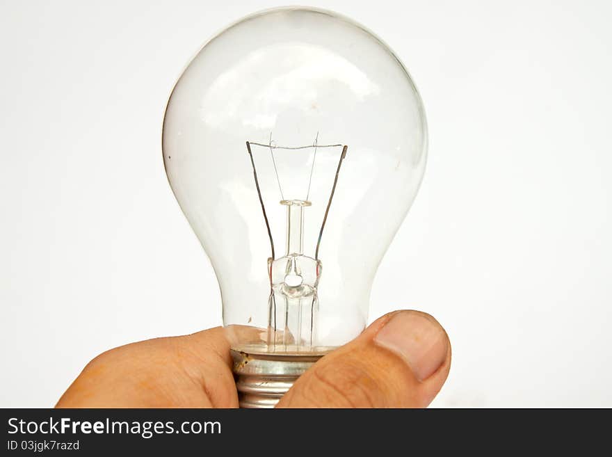 Hand and bulb in isolation