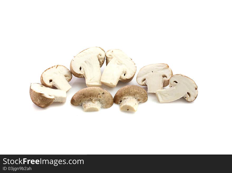 Champignon mushrooms isolated on white backround thank for your support