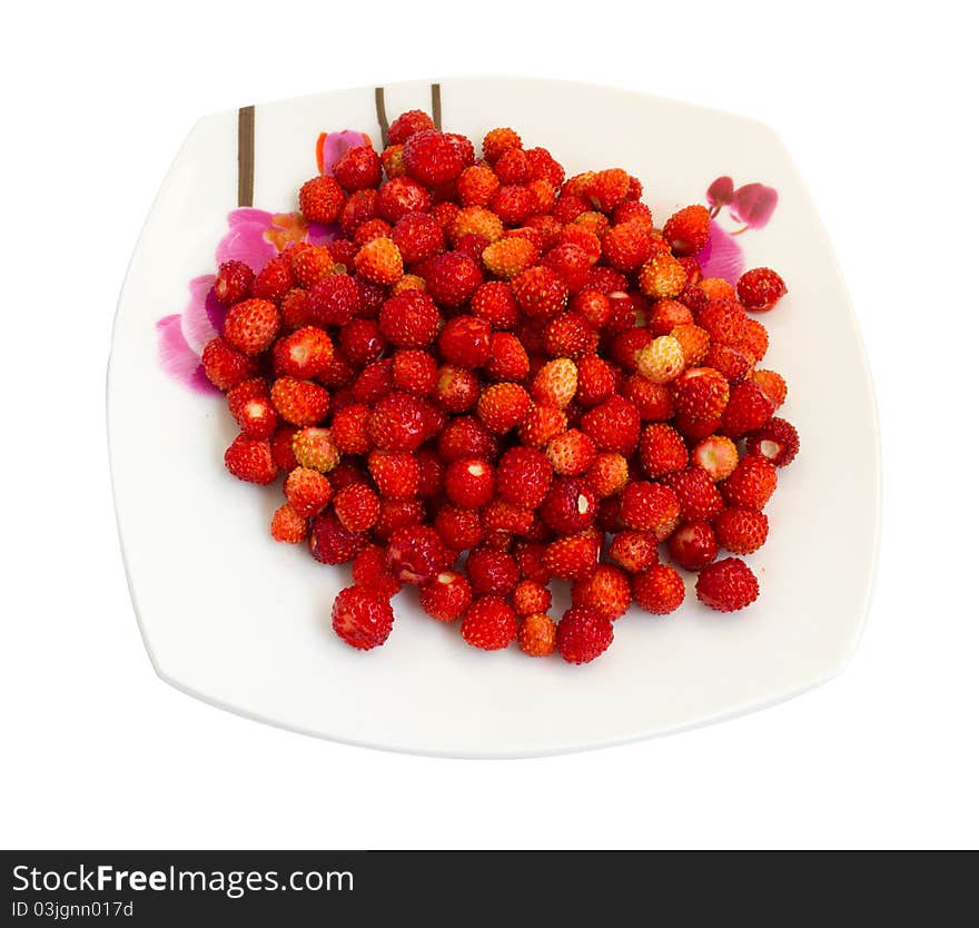 Handful of fresh strawberries on a plate