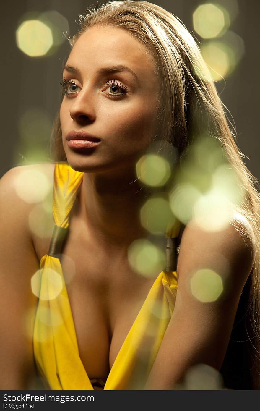 Beauty shoot of a woman made with combination of green light technique