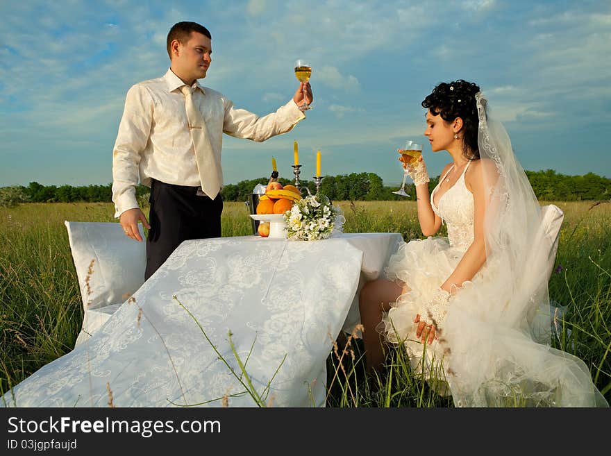 Wedding dinner on the field