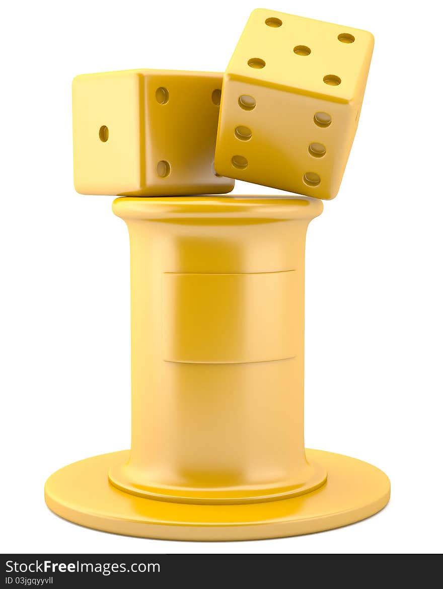 Gold dices on pedestal