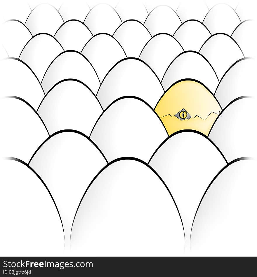 Among white eggs one yellow. Among white eggs one yellow