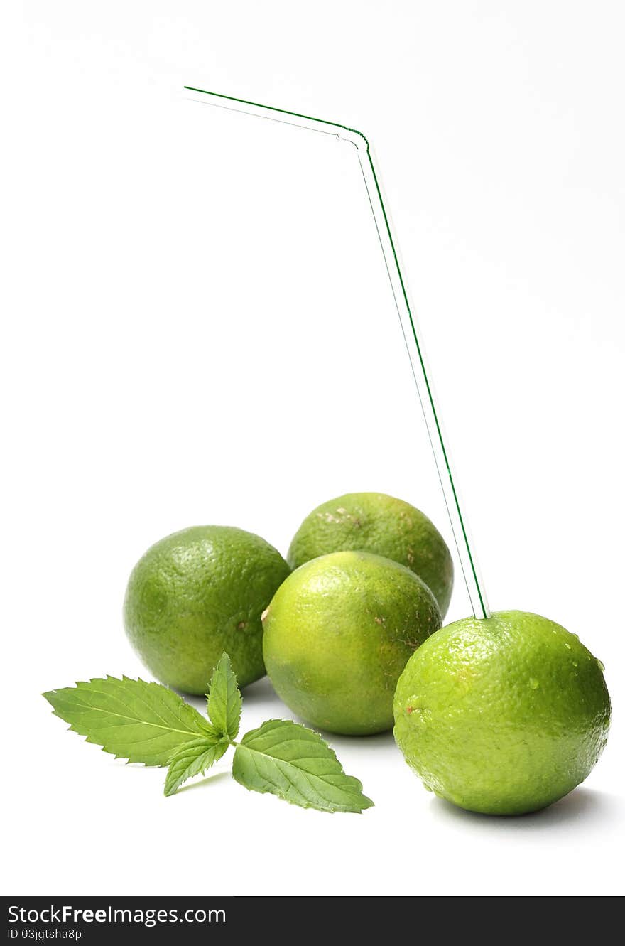 Lime with a straw