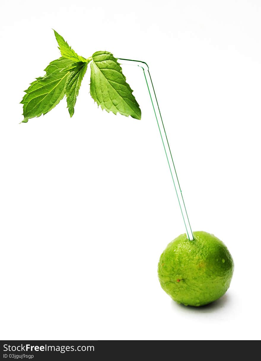 Lime with a straw