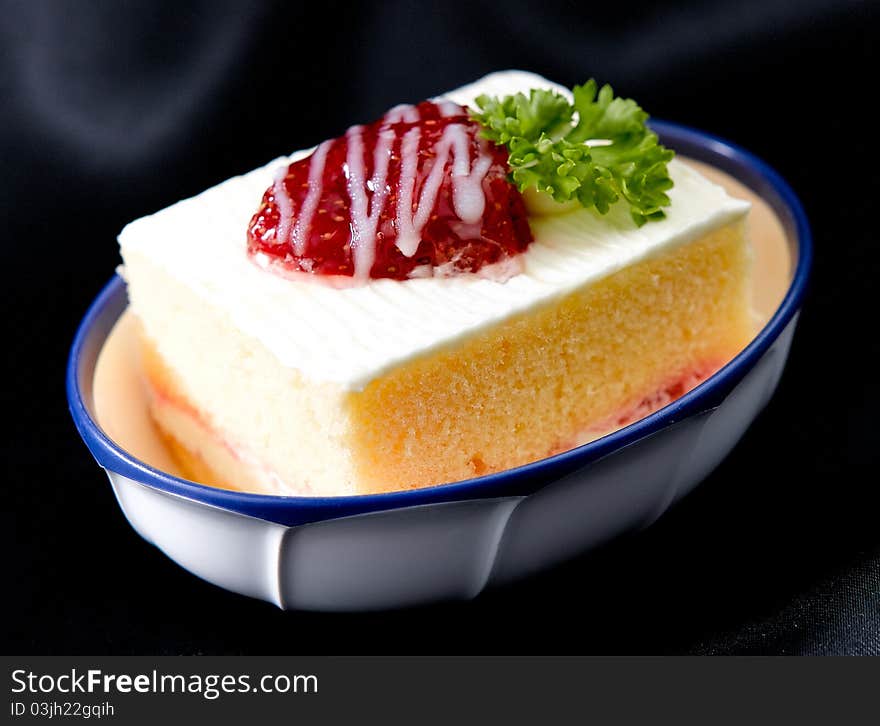 Butter strawberry cake isolated