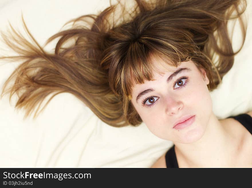 Woman on bed